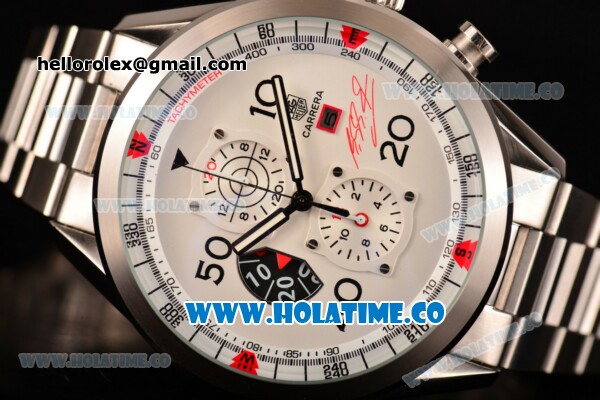 Tag Heuer Carrera Calibre 1887 50th Anniversary Limited Edition Miyota OS20 Quartz Full Steel with White Dial and Arabic Numeral Markers - Click Image to Close